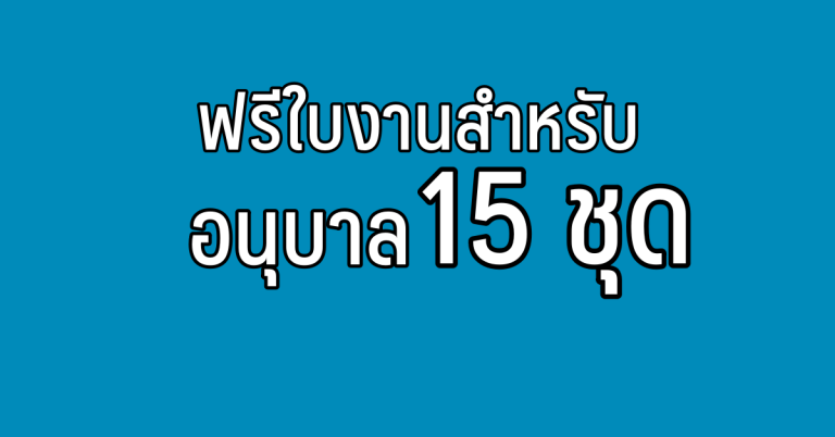 ใบงานสำหรับอนุบาล จำนวน 15 ชุด